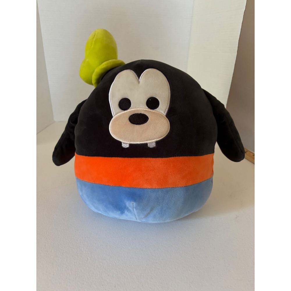 Disney Goofy Plush 10 Inch Round Squishy Stuffed Animal Toy Black Orange Blue